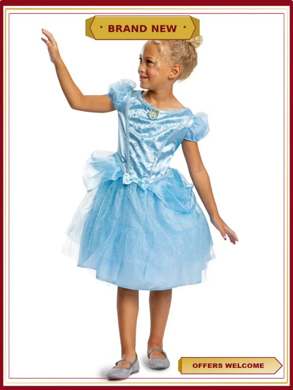Disney Cinderella Princess Halloween Costume Girls XS Dress Up
